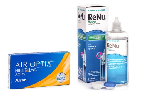 Air Optix Night & Day Aqua (6 lentilles) + ReNu MultiPlus 360 ml avec étui