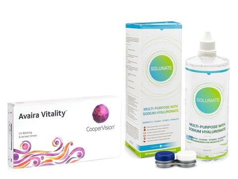 Avaira Vitality (6 lentilles) + Solunate Multi-Purpose 400 ml avec étui