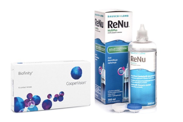 Biofinity (6 lentilles) + ReNu MultiPlus 360 ml avec étui