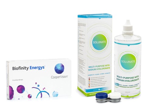 Biofinity Energys CooperVision (6 lentilles) + Solunate Multi-Purpose 400 ml avec étui