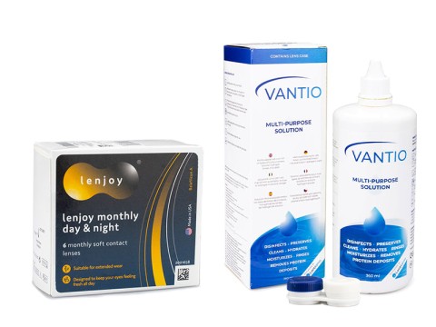 Lenjoy Monthly Day & Night (6 lentilles) + Vantio Multi-Purpose 360 ml avec étui